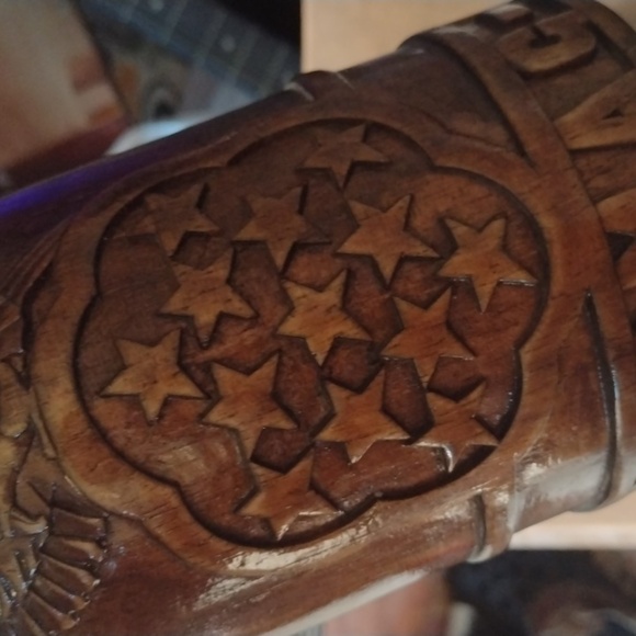 Wooden Bell Candle Cover with Eagle and Stars Design - Picture 2 of 3